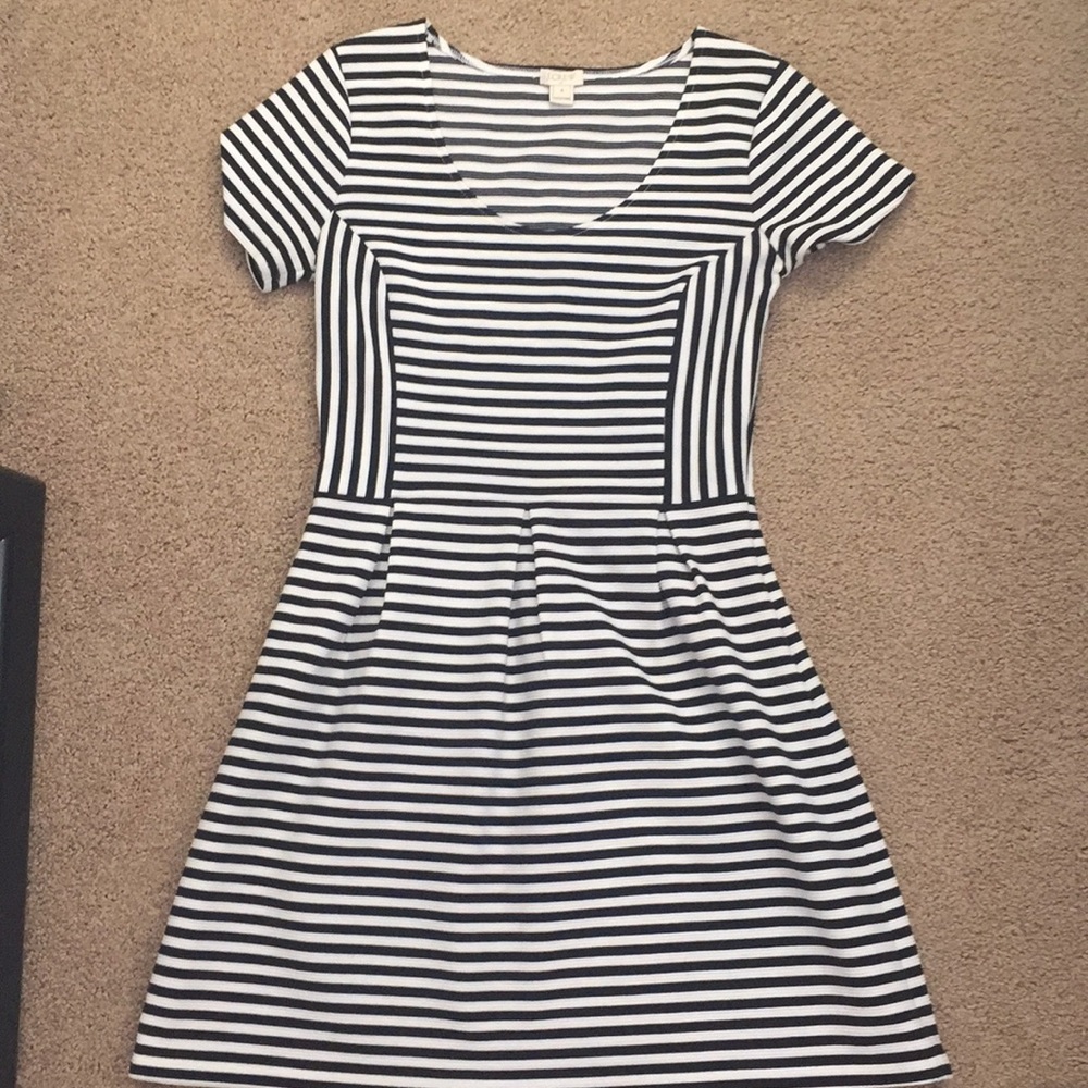 J Crew Fit and Flare striped dress